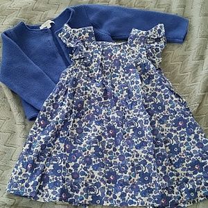 Jacadi Floral dress with matching cardigan